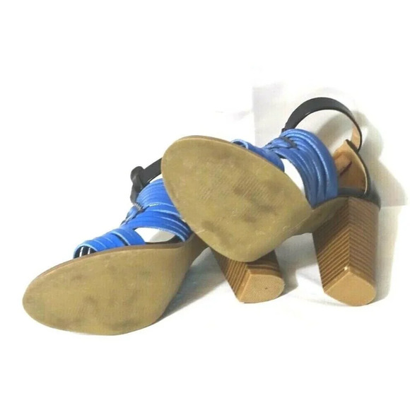 Plume by FarylRobin Sandals Faux Leather Women Size 6 Southwest BOHO Blue Black - Picture 8 of 9